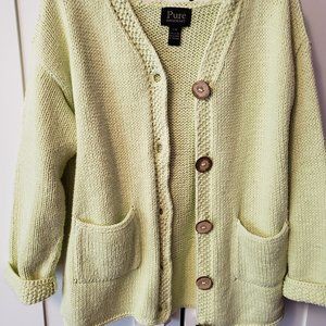 A "Pure Handknit" Brand Cotton Light Green Sweater
